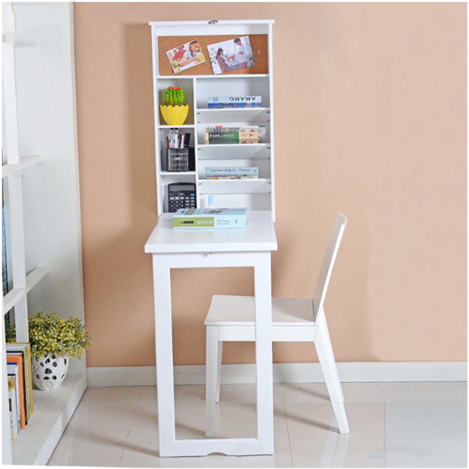 Amazon｜折りたたみ壁掛けテーブル、調節可能な収納棚付き省スペース