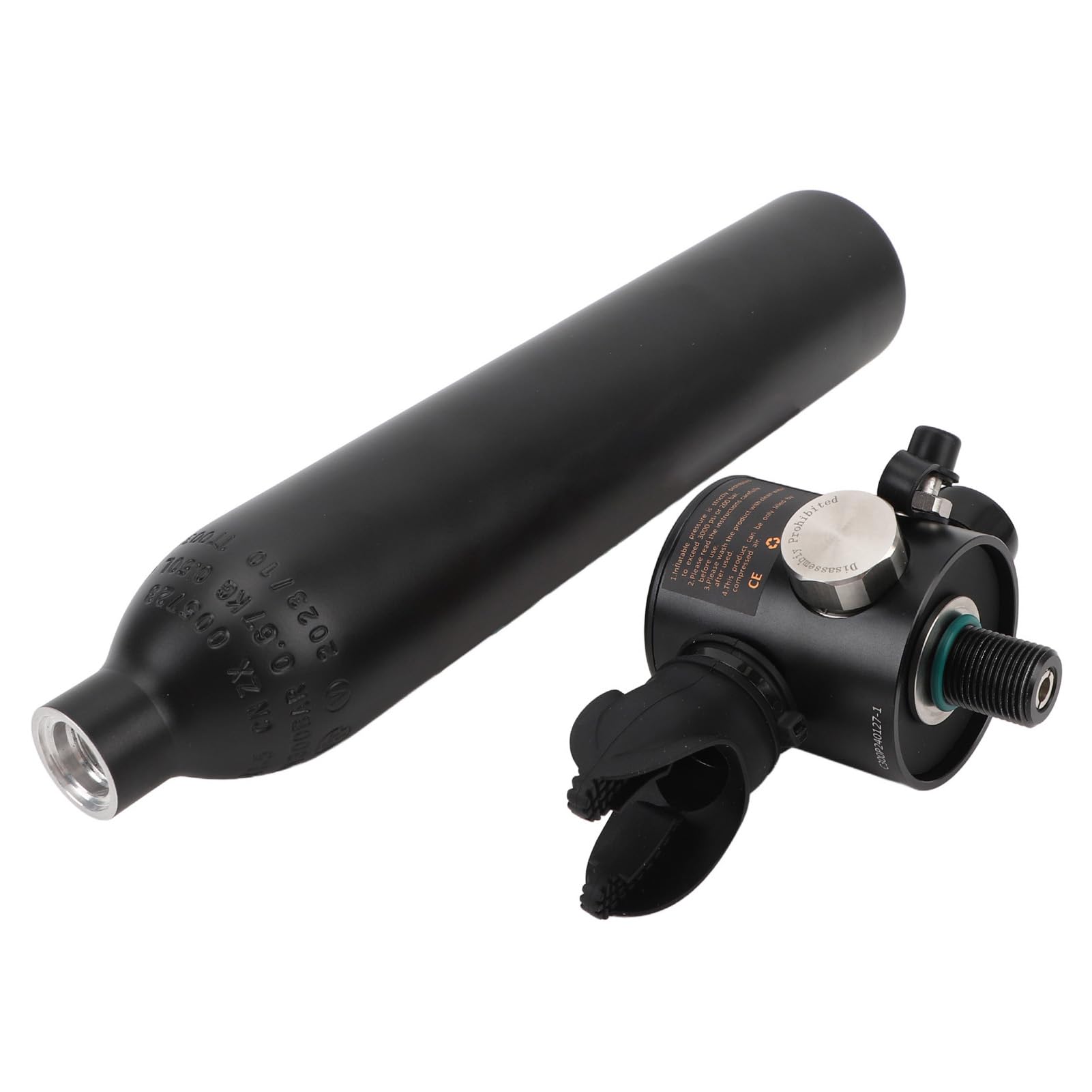 Mini Scuba Tank 0,5 L, Przenośna Butla z Tlenem do Nurkowania z Ciśnieniem i Regulowanym Oporem Oddychania, Idealna do Snorkelingu i Nurkowania, Czarna