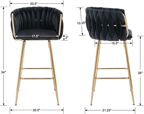 Miniatura 2 de DUOMAY Juego de 2 taburetes de bar giratorios modernos, taburetes de bar de altura de mostrador de 26 pulgadas, silla de bar de isla de cocina de