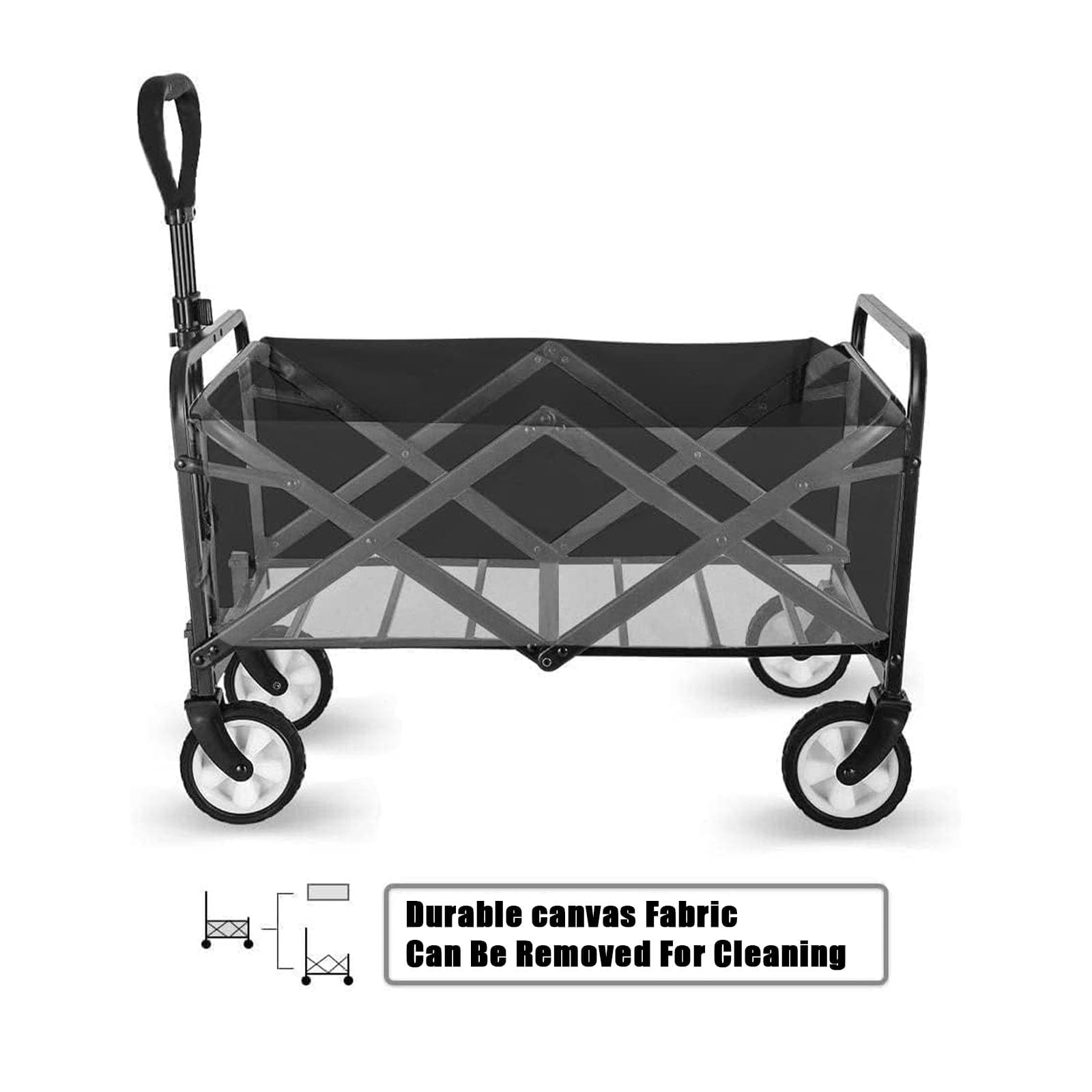 Chariot de Pliable Jusqu'à 150 kg, 100L Chariot d'extérieur avec Roues | Chariots de Jardin, Chariots de transport et chariot de plage, Chariot de Courses Pliante Pour Plage, Camping, Peche