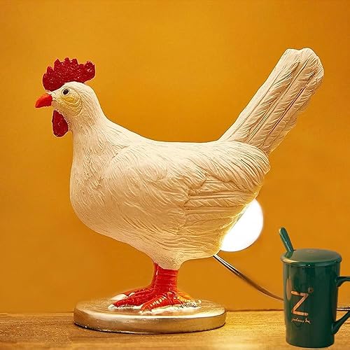 Lámpara de huevo de gallina, lámpara 3D de huevo de gallina con caja de regalo de color, lámpara LED realista, divertida luz nocturna de resina con