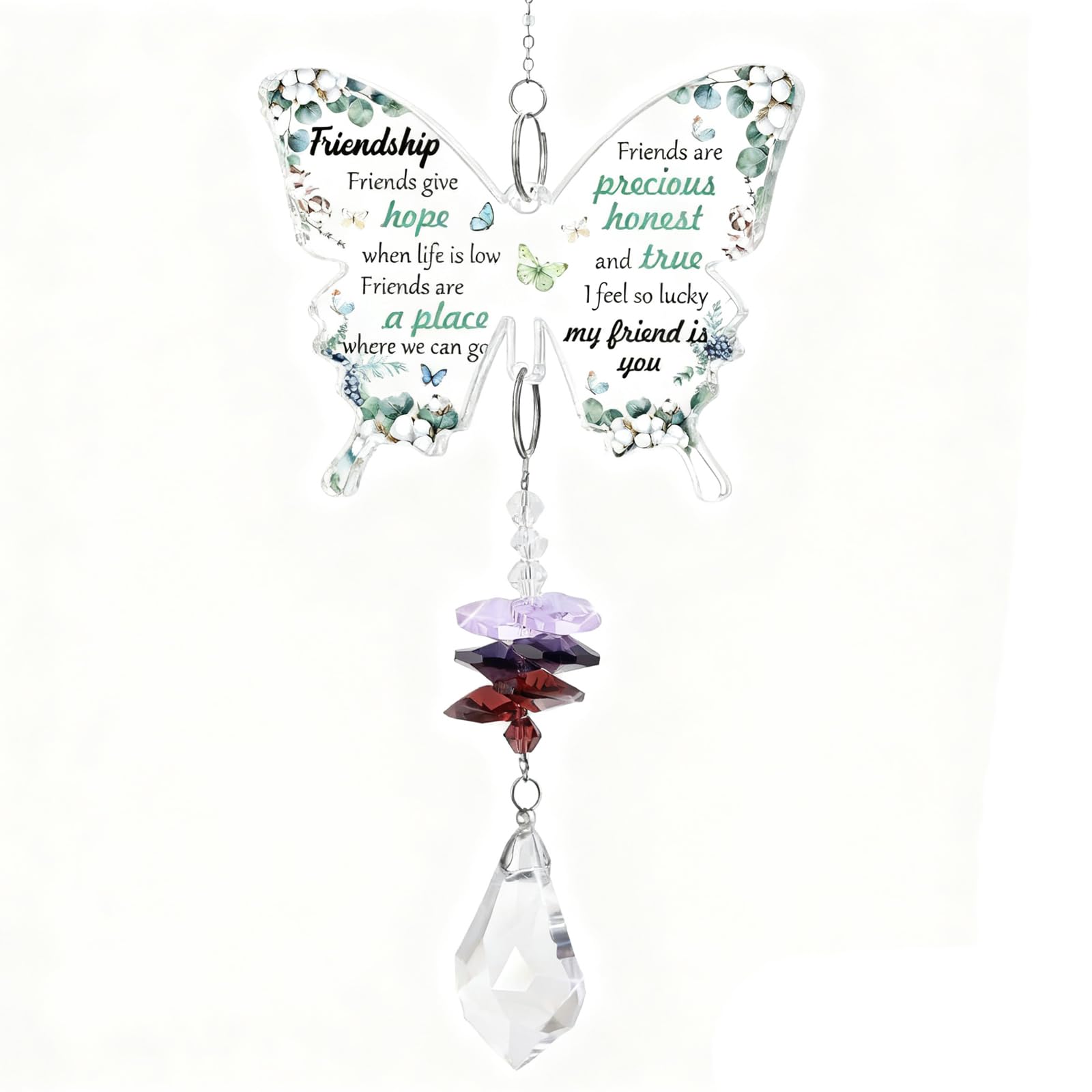 Fnsighd Women's Multicolored Friendship Gifts For ,Beautiful Butterfly Crystal Suncatcher For Best Friends,Special Butterfly Crystal Suncatcher Birthday Gifts,For Best Friends Christmas Anniversary Graduation Presents