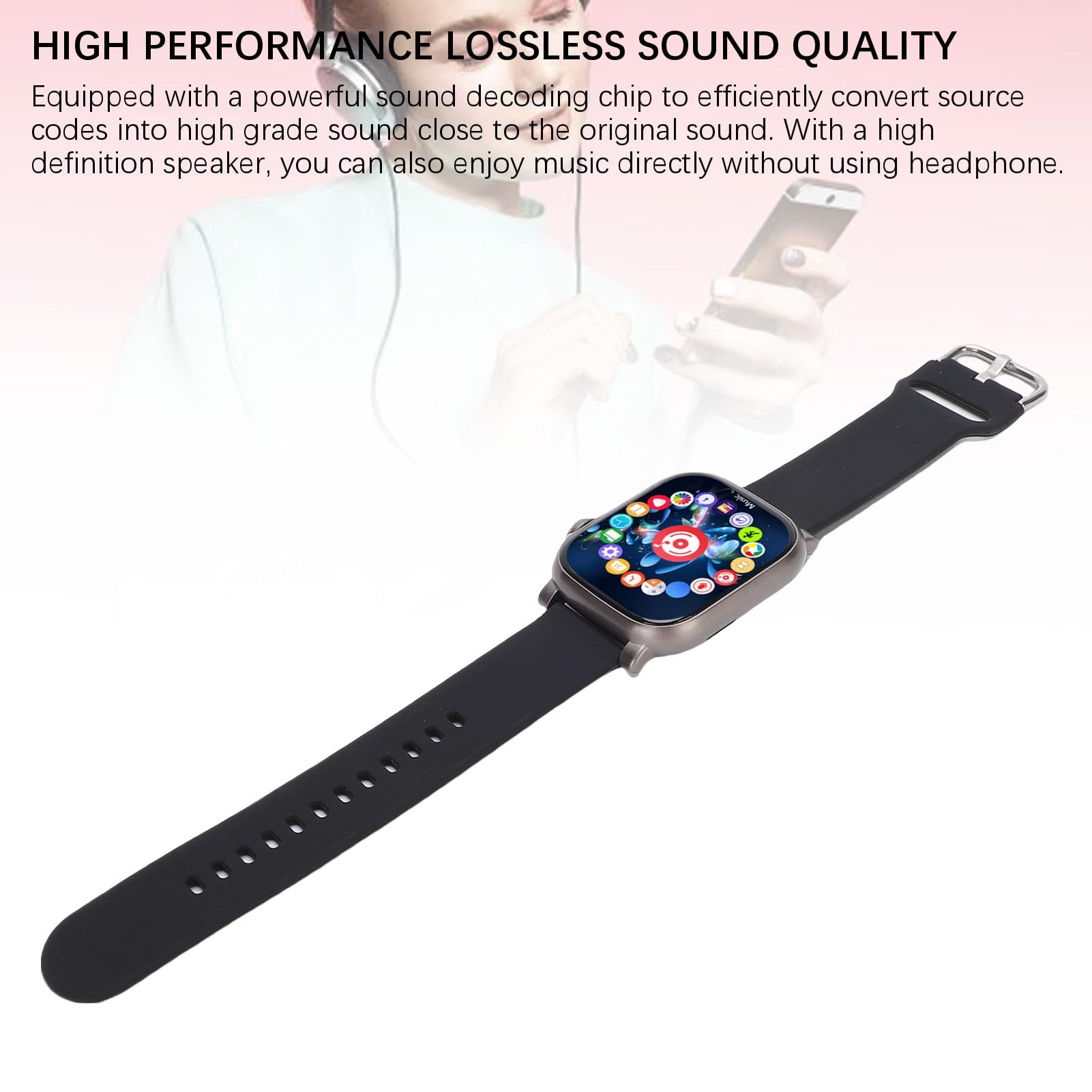 Cocoarm Tragbarer MP3-Player, Bluetooth 5.4, Musik-Player mit 2,01-Zoll-Touchscreen, Eingebauter Lautsprecher, Sprachaufzeichnungs-Armband für Laufen, Training, Reisen, Pendeln (64G)