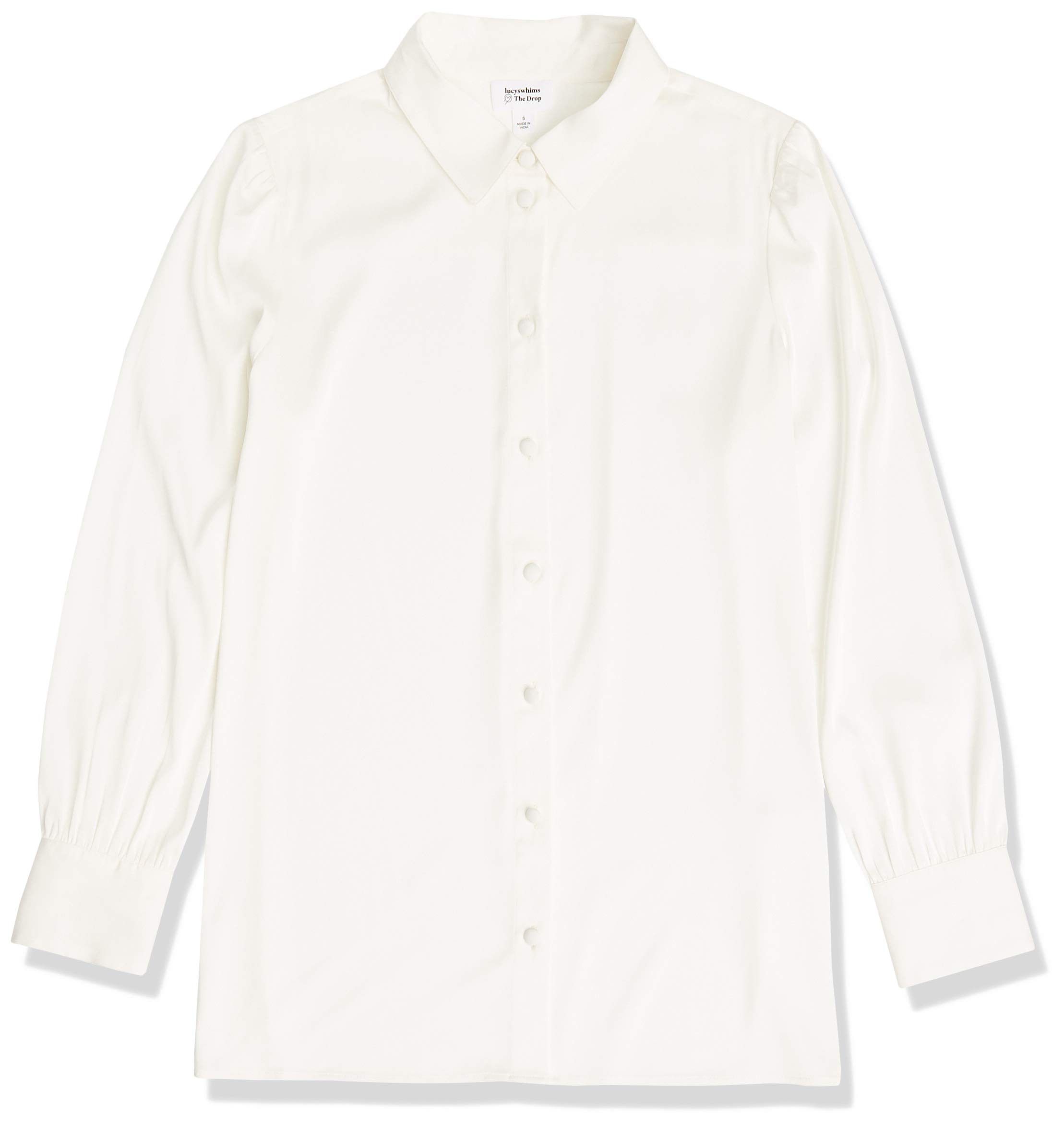The Drop Women's @Lucyswhims Long-Sleeve Button-Down Stretch Satin Shirt