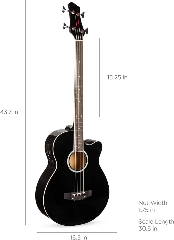 Bajo Eléctrico Acústico Best Choice Products SKY426 4 Cuerdas Negro miniatura 7