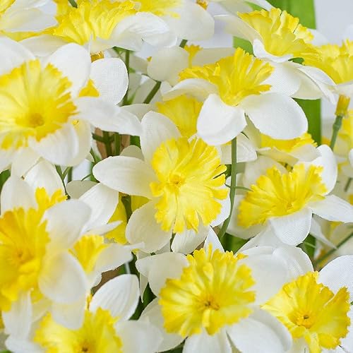 Miniatura 6 de Factory Direct Craft Grupo de 2 arbustos artificiales amarillos para decoración de primavera y arreglos de Pascua