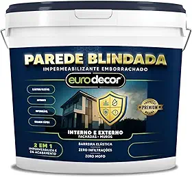 Parede Blindada Euro Decor Tinta Emborrachada 1KG Fácil Aplicação Proteção Contra Infiltrações (Branco)