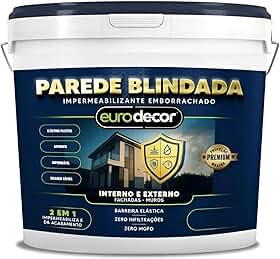 Parede Blindada Euro Decor Tinta Emborrachada 1KG Fácil Aplicação Proteção Contra Infiltrações (Branco)