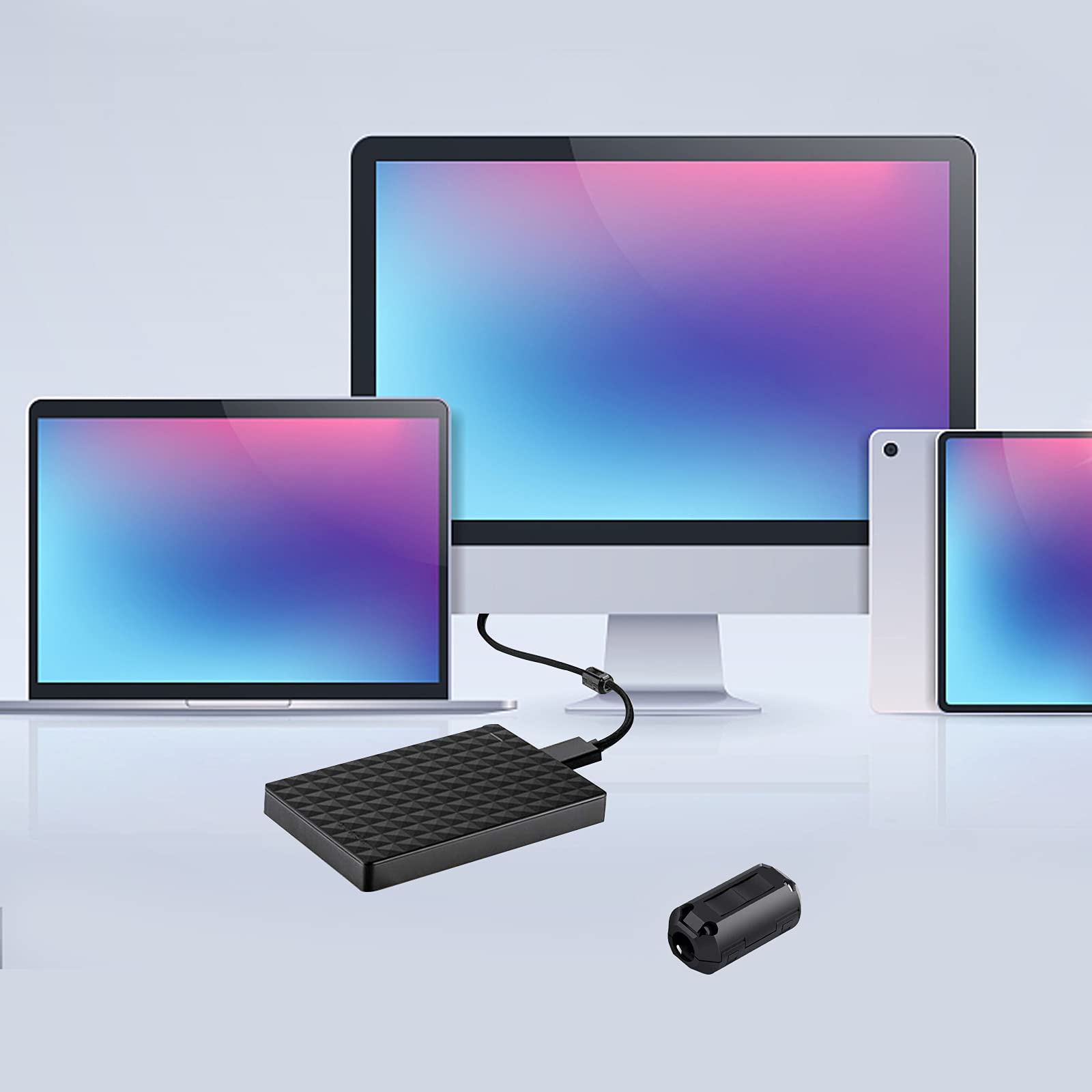 Usb Data Blocker Lot 20 Anneaux Ferrite Anti-interférence - Diamètre Intérieur 5mm - Suppression Bruit RFI/EMI Anneaux Ferrite Anti Bruit