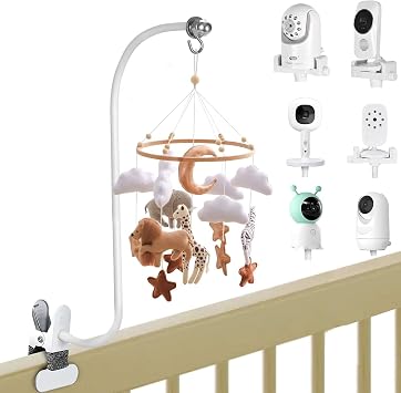 Universal Baby Monitor Clip Mount, Compatible with Infant Optics DXR-8 Pro, VTech, Motorola, Vtimes, Arenti, Nanit Pro and More, 27 Inch Extra Long Gooseneck Mount