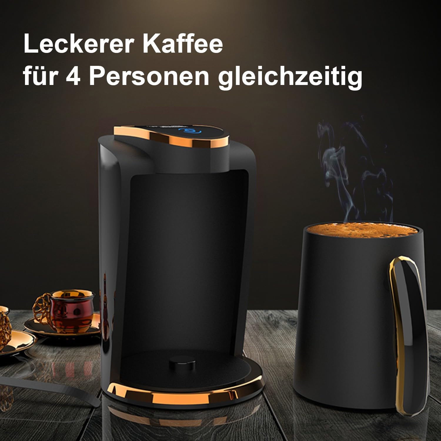 İnca IKM-01 Türkische Kaffeemaschine, Türk Kahve Makinesi, 250ml (1-4 Tassen), 400W, Überlaufschutz & Trockengehschutz, Edelstahlheizplatte, Automatische Abschaltung, Für Perfekten Mokka