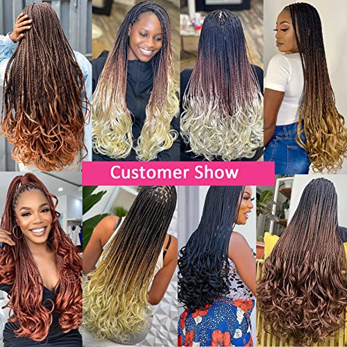 Unionbeauty 8 Packs French Curly Braiding Hair 22 Inch Pre Stretched Braiding Hair Bouncy Loose Wavy Crochet Braids Hair Blonde Spanish Curl For Box Braids Yaki Ez Braids Synthetic Hair Extensions 27# #TOP5