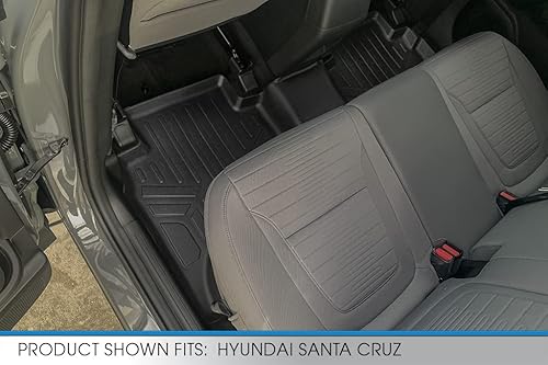 Miniatura 2 de SMARTLINER Juego de alfombrillas negras de segunda fila para todo tipo de clima, compatibles con Hyundai Santa Cruz 2022-2023