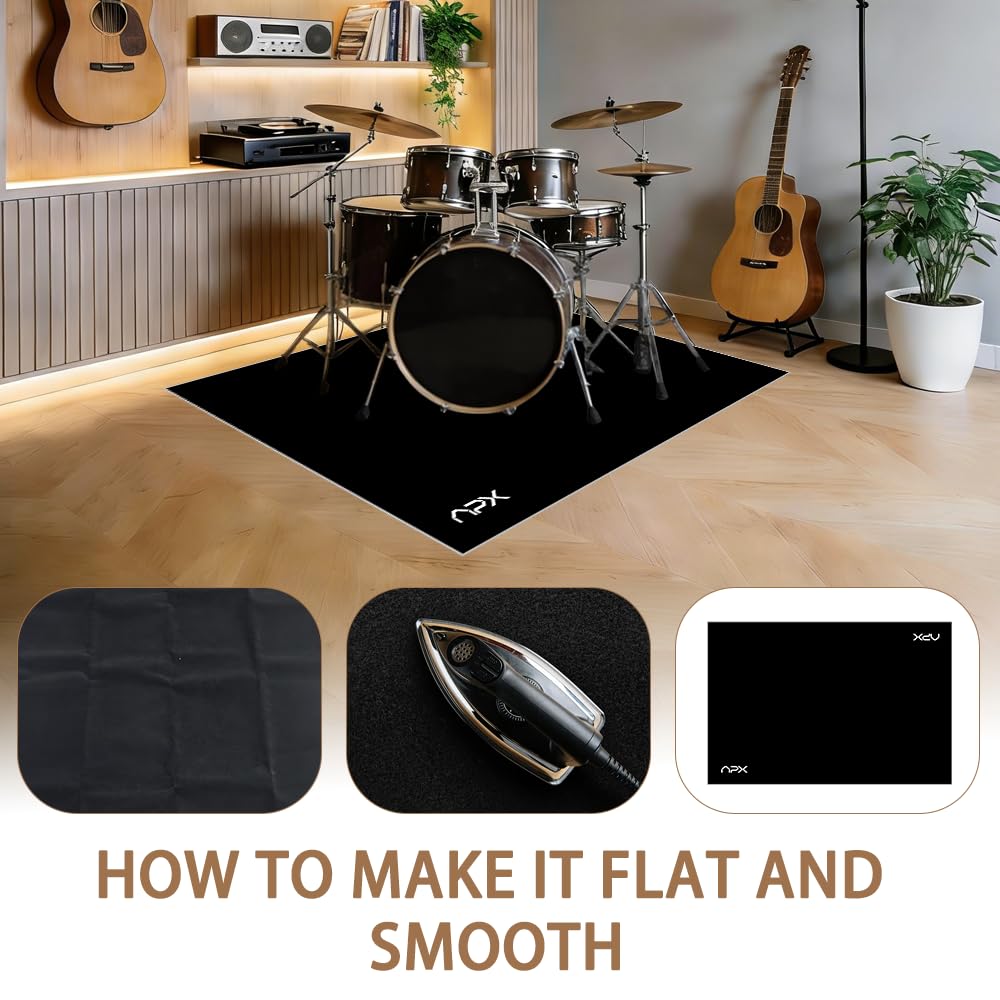 Drumming - Tappeto a percussione, 1,2 x 1,8 m, antiscivolo, fonoassorbente, per interni ed esterni, kit di percussioni elettroniche jazz per bassi e rullanti, per principianti.