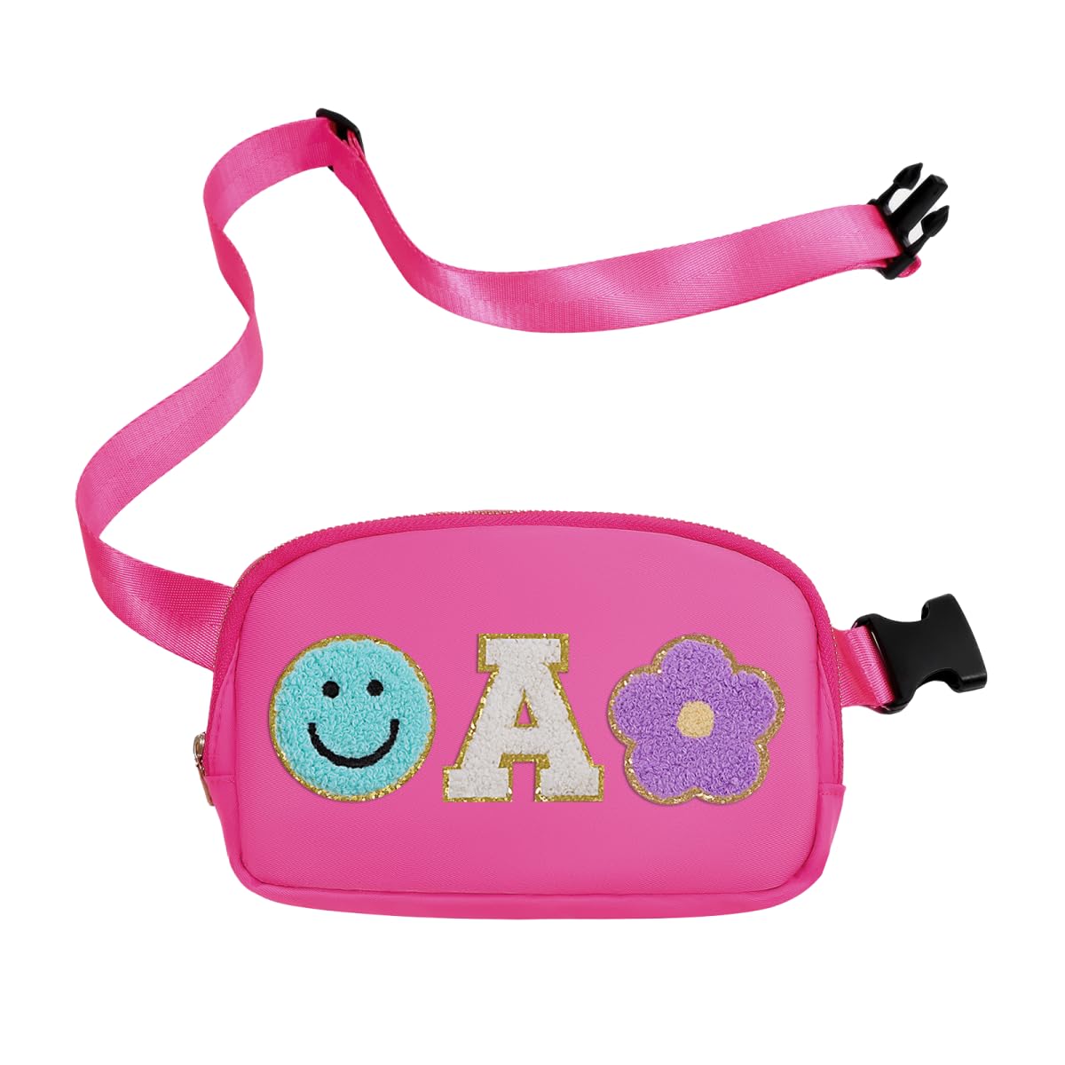 Fanny Pack For Girls Pink Kid Crossbody Bag Chenille A Letter Preppy Belt Bag, Christmas Birthday Graduation Gifts For Girl Teen Daughter Sister,