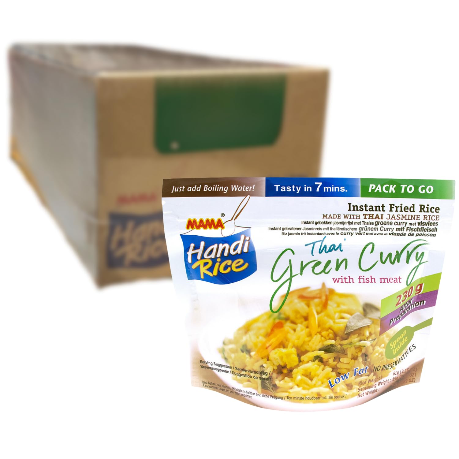 MAMA Arroz Instantáneo Curry Verde Pescado 10x80gr
