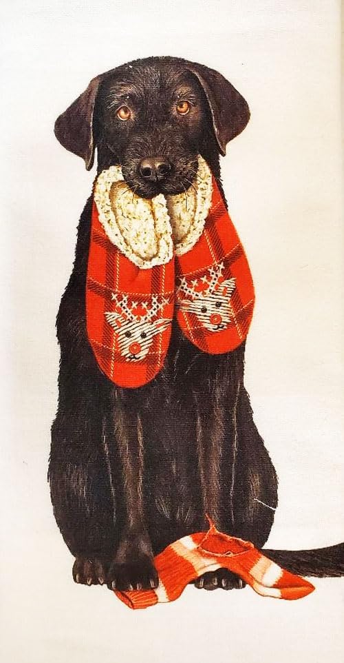 Mary Lake Thompson Black Labrador Slippers Dog Dish Towel