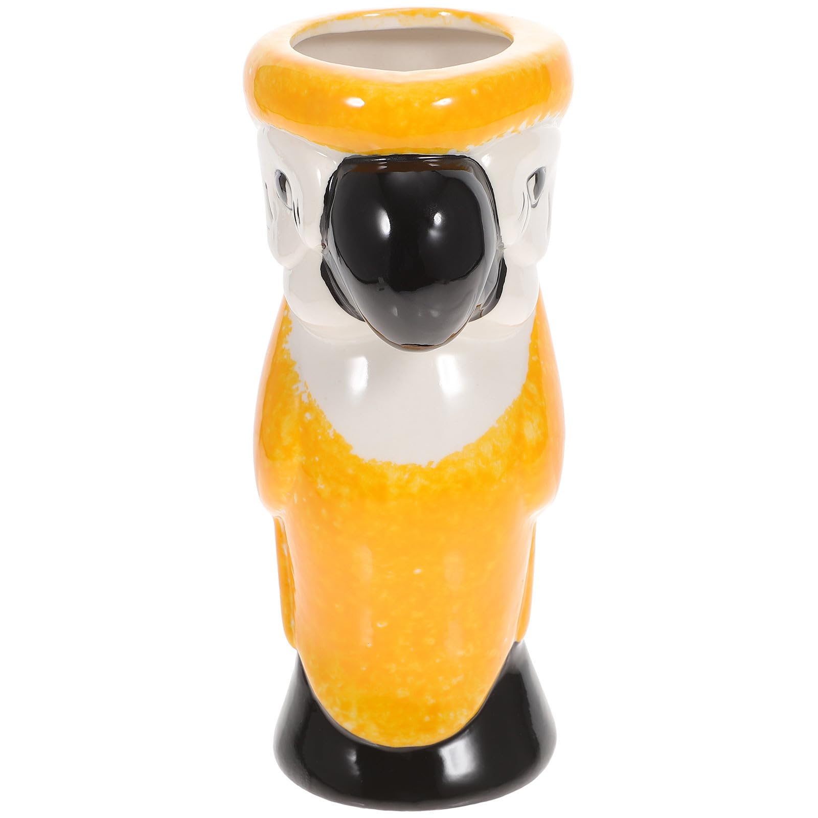 Copa de cóctel con forma de loro en porcelana amarilla para barra de bar y coctelería