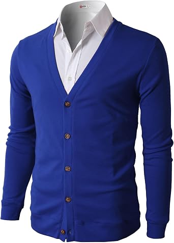 H2H Mens Casual Slim Fit Cardigans V-Neck Basic Designed Long Sleeve Button Down