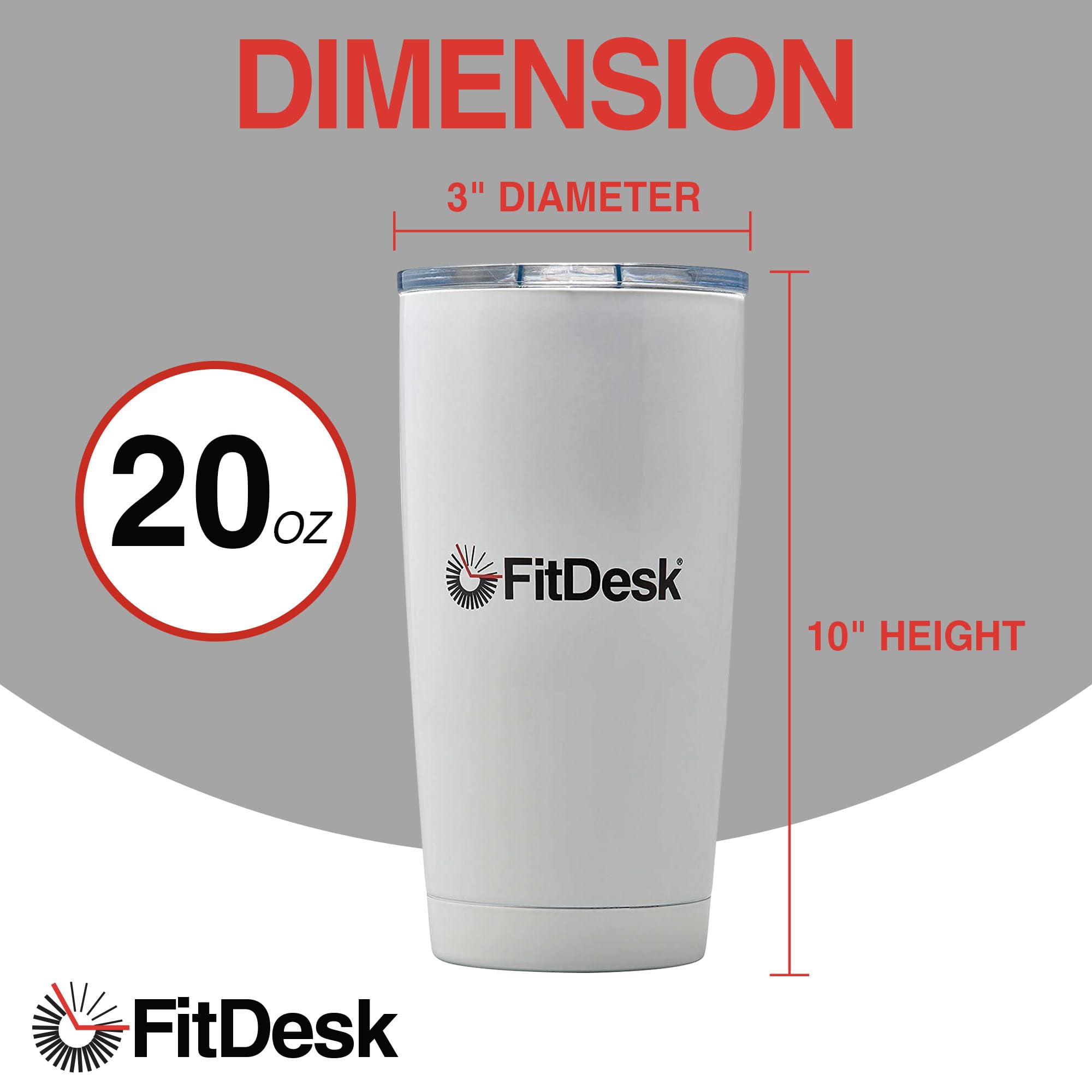 Amazon.com | FitDesk 20 oz Stainless Steel Insulated Travel Coffee Mug -  Double Wall Vacuum Seal Tumbler for Hot & Cold Drinks, Spill-Proof Design,  BPA-Free - White: Tumblers & Water Glasses