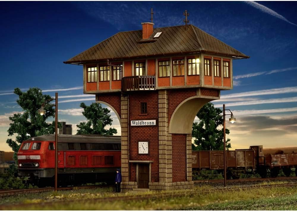 Vollmer H0 Signal Box Waldbronn integrated into a model railway scene