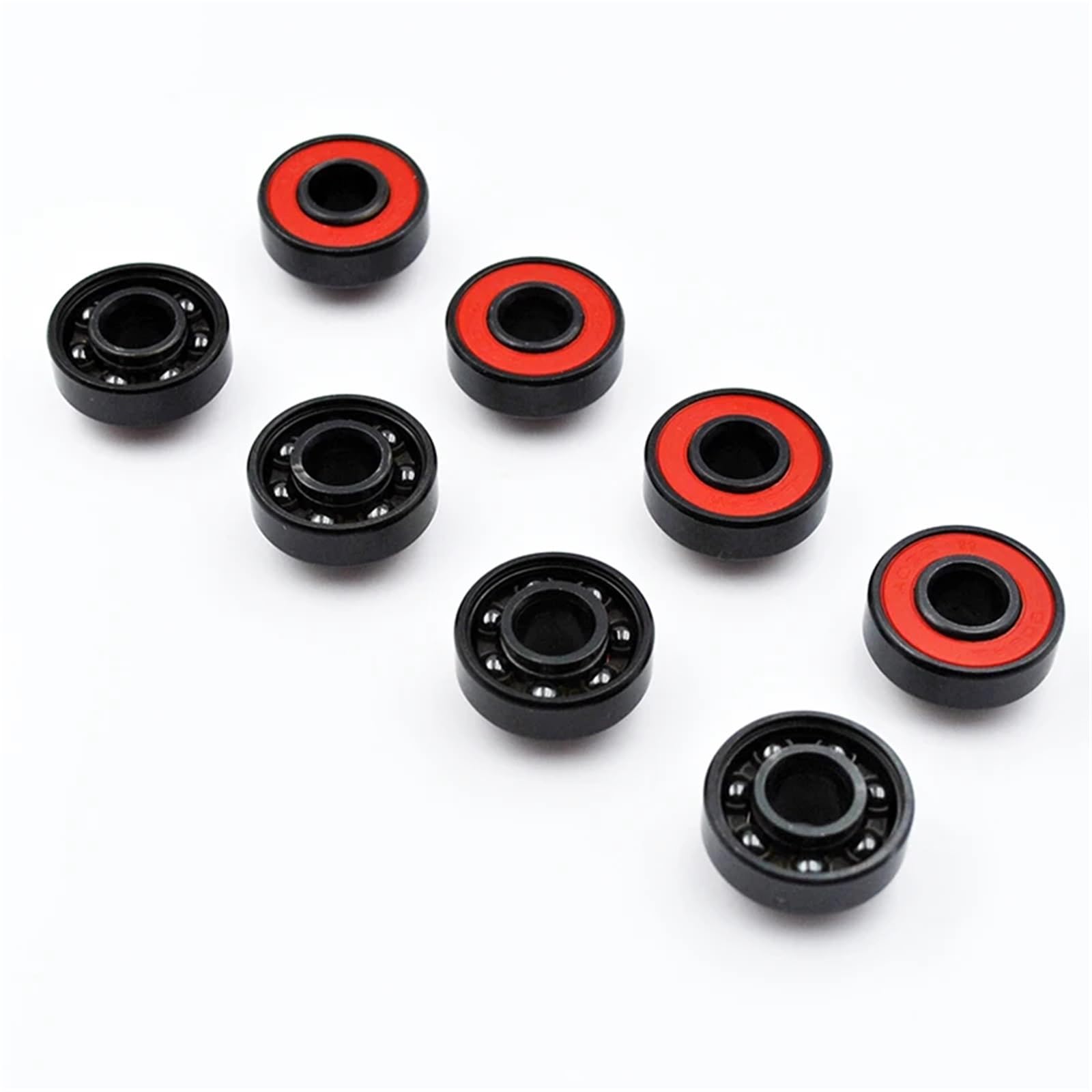 8/16 Pezzi 608 2RS Cuscinetto a Sfere in Ceramica Nera Ibrida 8 * 22 * 7mm Cuscinetti distanziatori integrati for Skateboard Longboard(16Pcs)