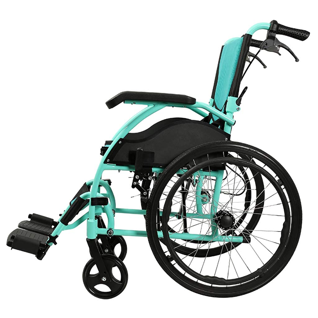 Silla de ruedas Manual plegable, freno de mano, marco de aluminio, ultraligera para adultos, carrito de Scooter para personas mayores con discapacidad