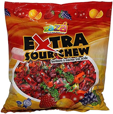 Zaza Extra Sour Kosher Chewy Individual Warped Candy (2 Large Pack)