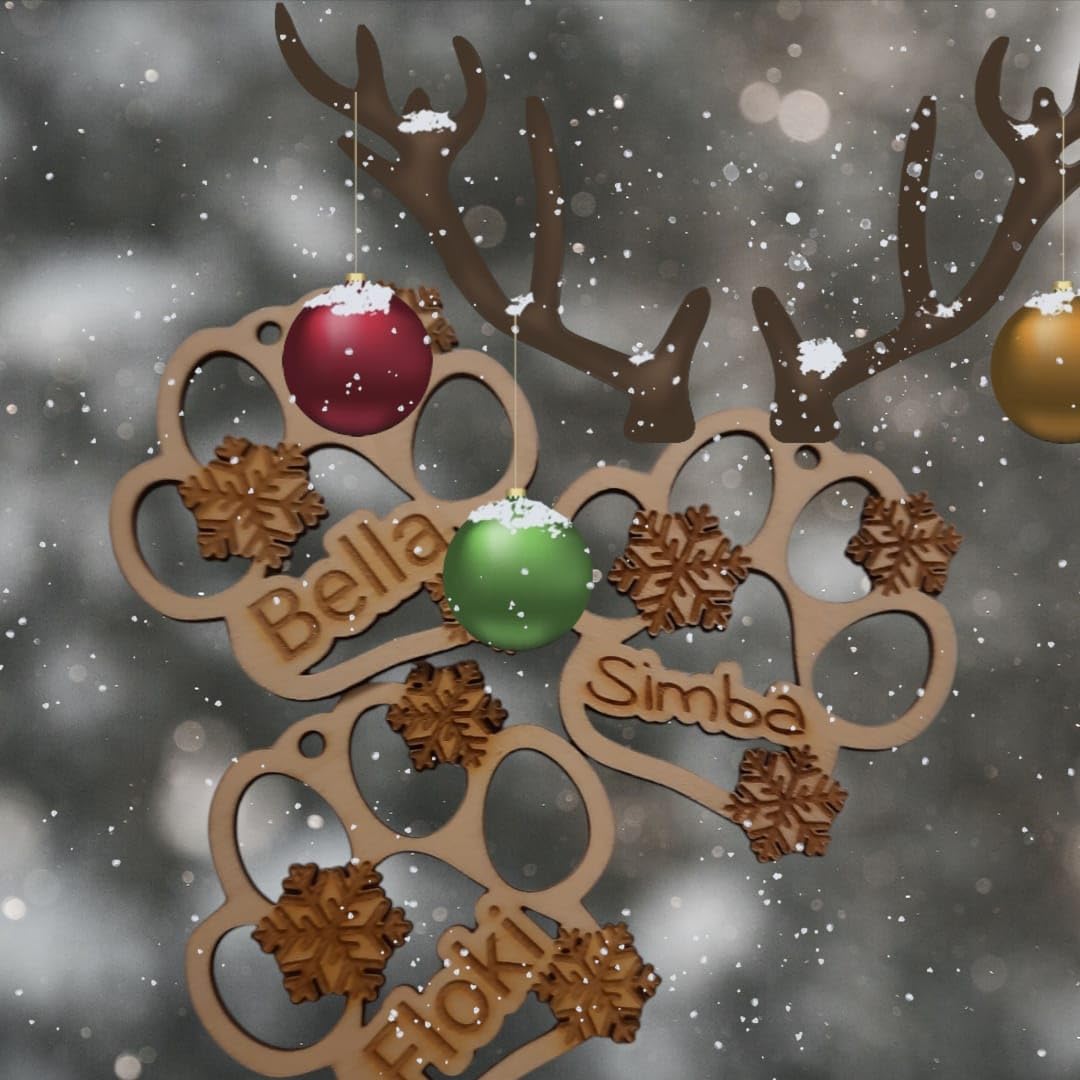 Personalisiertes Hundepfoten Weihnachtsornament Aus Holz