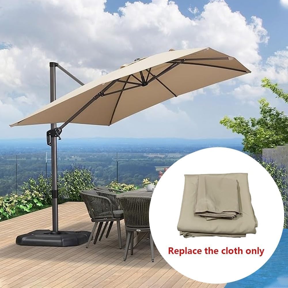 Toile De Rechange pour Parasol Déporté 3 M X 4 M - Protection UV, Housse Rectangulaire pour Parasol De Terrasse, Jardin Et Marché - Protection Solaire Extérieure Résistante Khaki 3x4m(9.8x13ft)