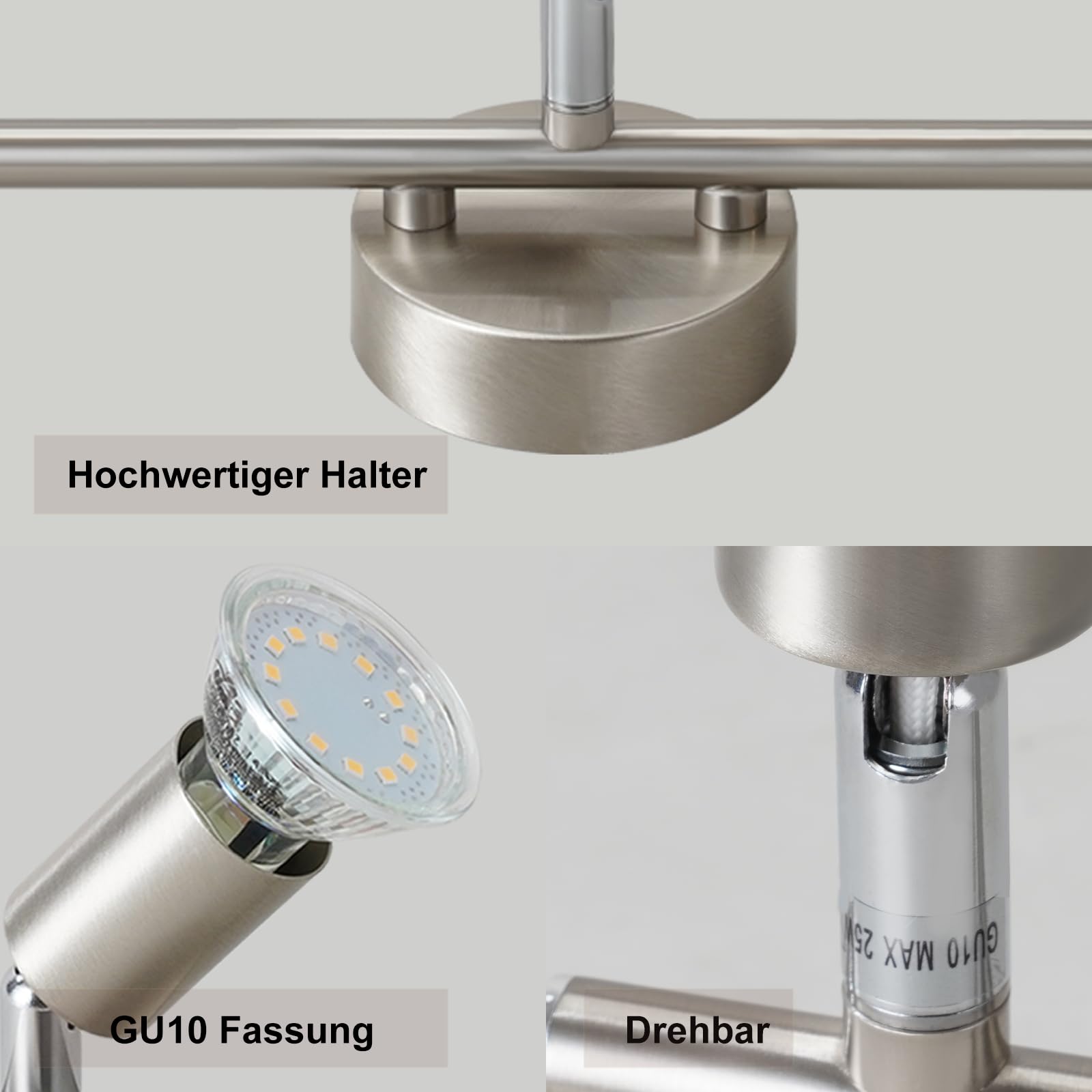 Lampa sufitowa LED 3-płomieniowe reflektory sufitowe GU10 Obrotowa 330°Przemysłowa lampa sypialnia Jadalnia bez żarówek