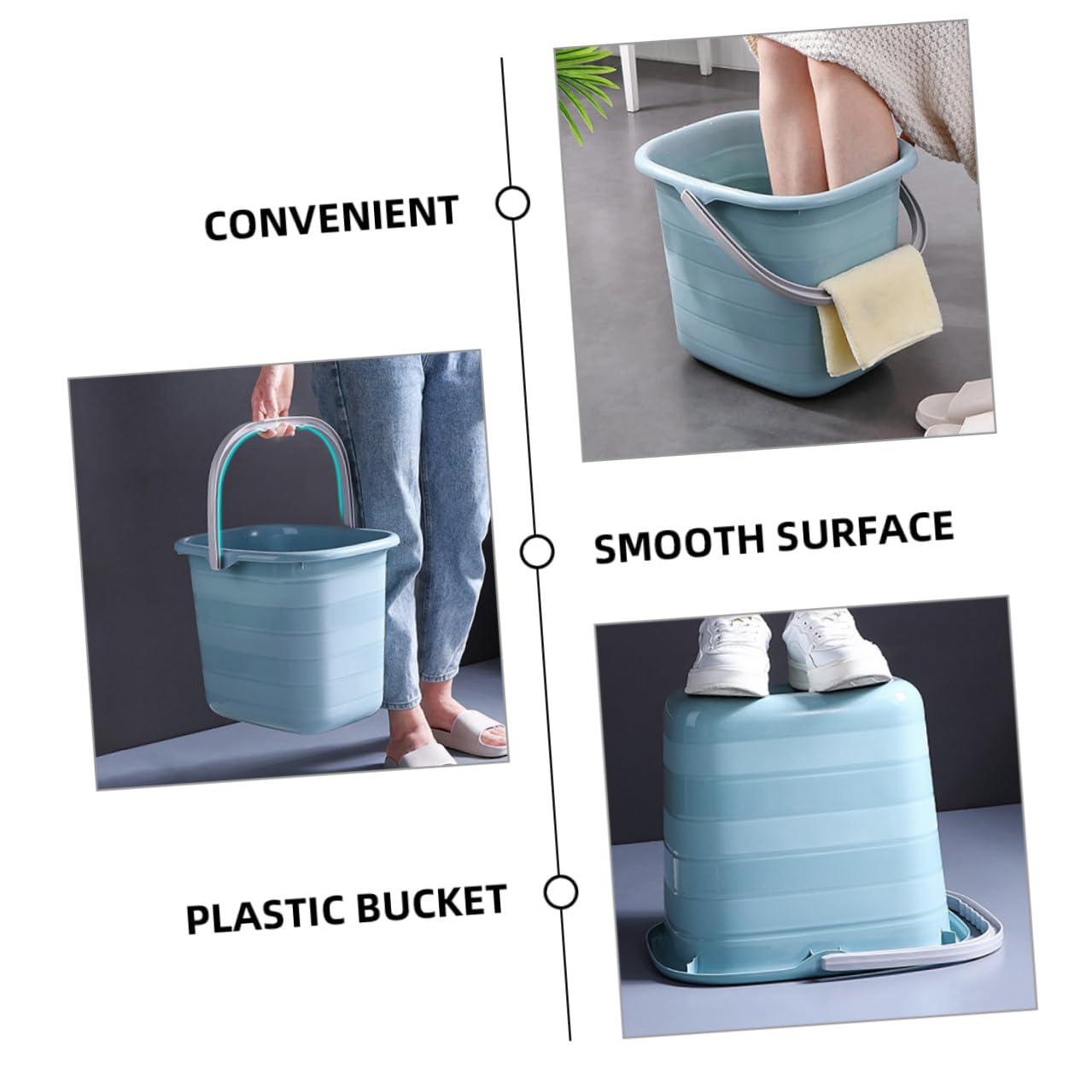 DOITOOL Secchio Secchio Multifunzione Manico di Plastica Robusto per Acqua e Pulizie per Uso Domestico e Giardinaggio per Famiglie e Aziende Agricole