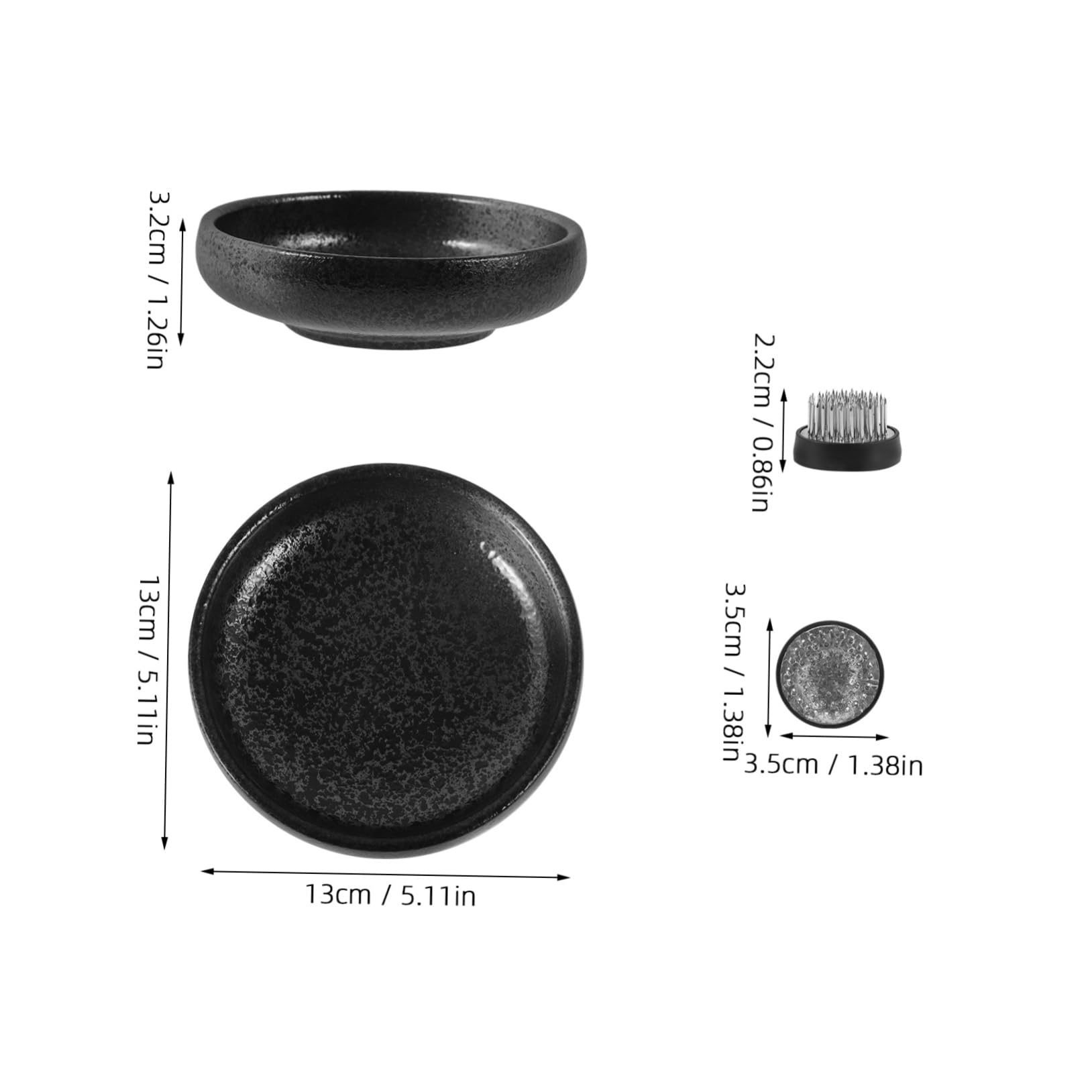 VILLCASE Retro Style Ceramic Flower Plate Flower Arrangement Holder Metal Pin Florist Tool