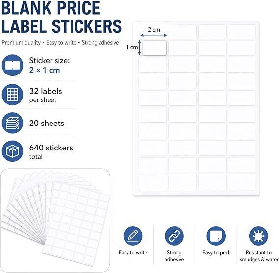 Luxiremi 640 Self Small Sticky Labels Price Labels Small Tags, Daily use | Labels for School, Office, Post, Mall