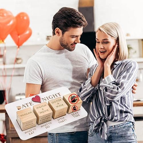 Miniatura 3 de Dados de noche de cita para parejas, Regalos de madera de aniversario para ella, Dados para llevar, Dados de amor, Dados de decisión de comida,