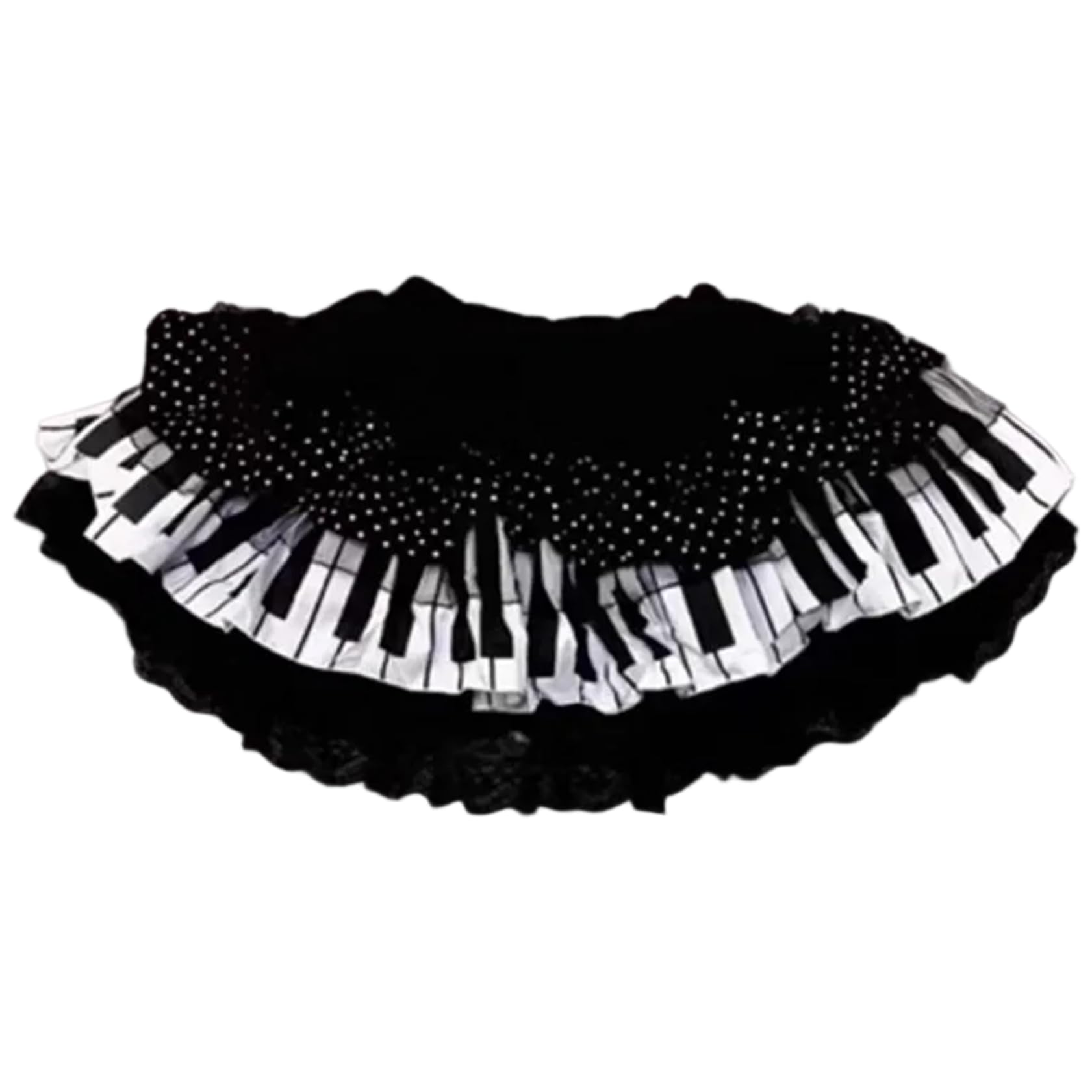 AZIDWERYQ Piano Skirt, Womens Piano Key Trendy Lace Pleated Cute Skirts with Elastic Waist, Black and White Lace Skirt