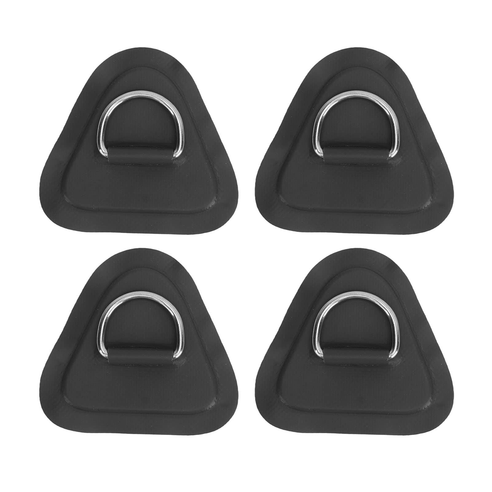 AMONIDA D Ring Patch, Triangle 4 Pièces Planche de Surf D Ring Patch Résistant à la Rouille Acier Inoxydable PVC Revêtement pour Paddle Board (Noir)