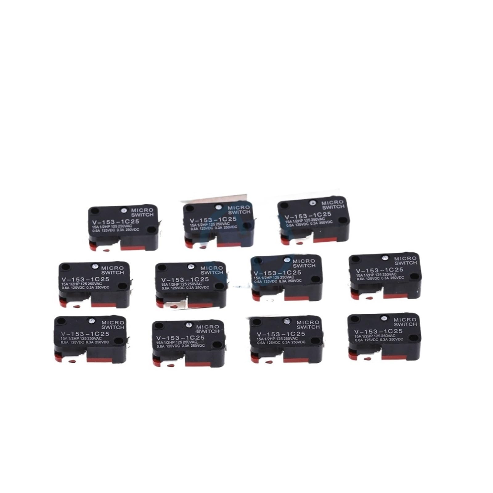 BKGWCSOR 10Pcs Long Straight Hinge Lever SPDT Limit Switch V-153-1C25 Switches