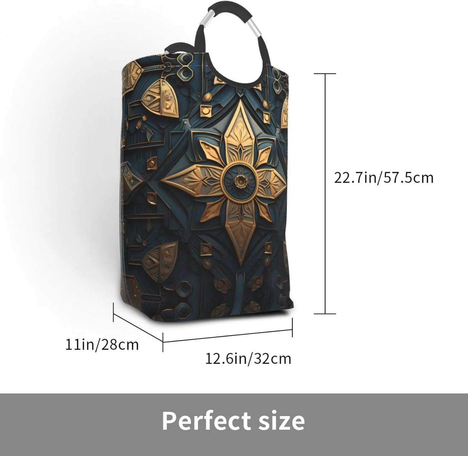 Elegant metal wreath Square storage bag 50L, suitable for multiple scenes, foldable dirty clothes storage basket.