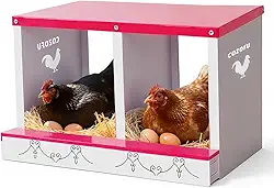 Caixa de assentamento de galinha com 2 furos para galinhas poedeiras - coleta automática de ovos, caixas de encaixe de metal resistente com poleiro giratório para galinheiros, caixa de ninho de