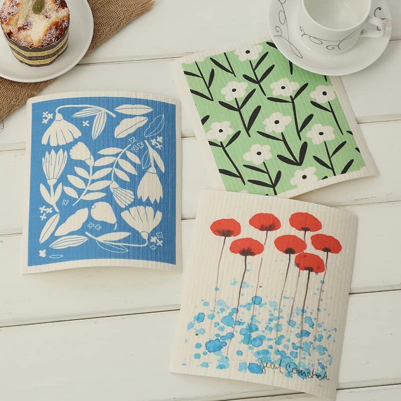10 pièces Conception Cellulose éponge torchon sans Huile Chiffon de Nettoyage Fournitures ménagères pour ustensiles de Cuisine ustensile Plat-Style 10