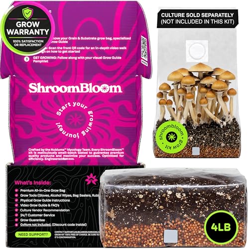 NuBlume Mushroom Grow Kit – All-in-One 4LB Grow Bag with Self-Healing Port – Fast-Colonizing Universal Substrate for Any Mushroom – Multi-Flush High-Yield – USA Made (Just Add Your Own Culture)