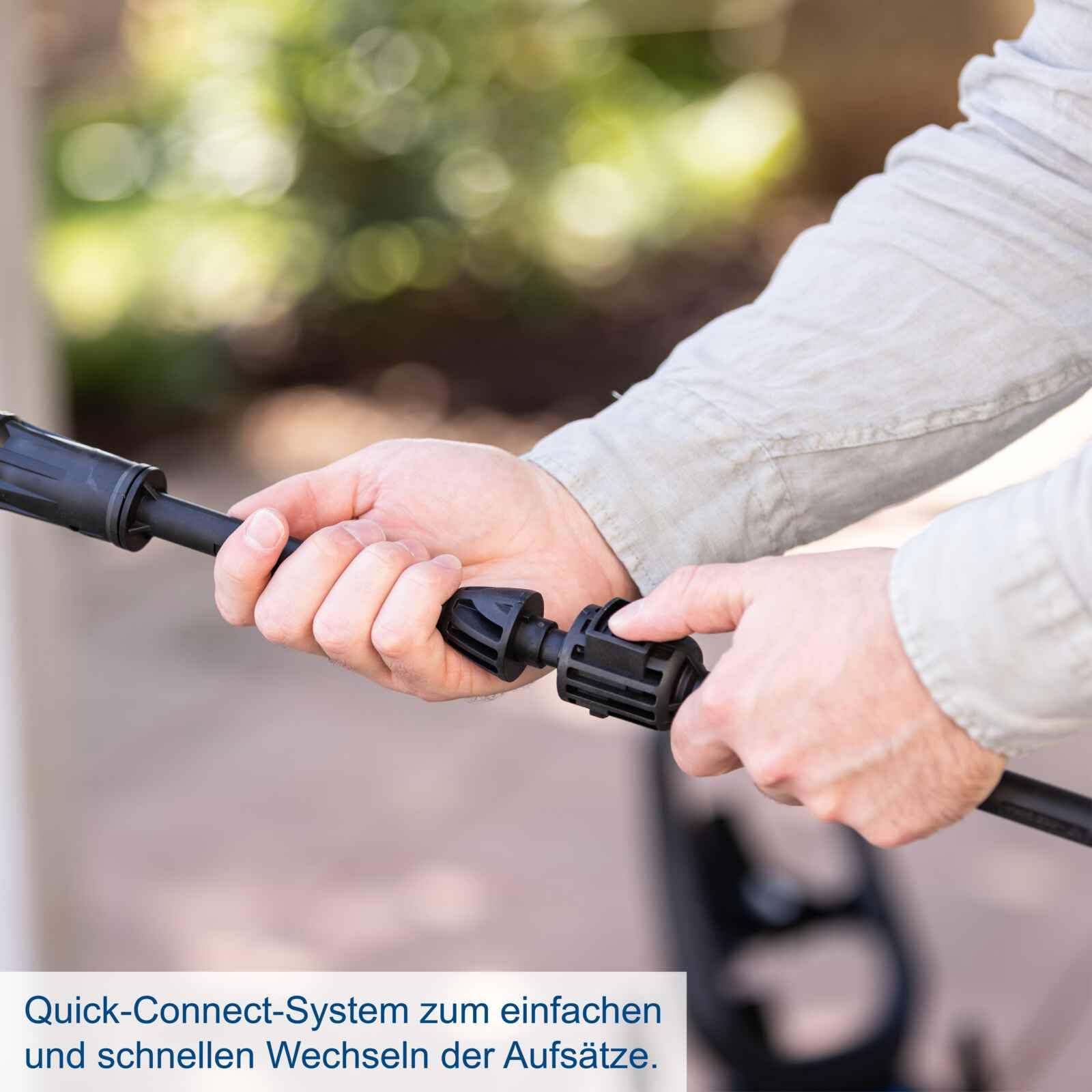Scheppach Idropulitrice SHD150 con accessori, sistema Quick Connect e | portata 420 l/h, lunghezza tubo/cavo 5 m, sistema Quick Connect e funzione di aspirazione, manico estensibile