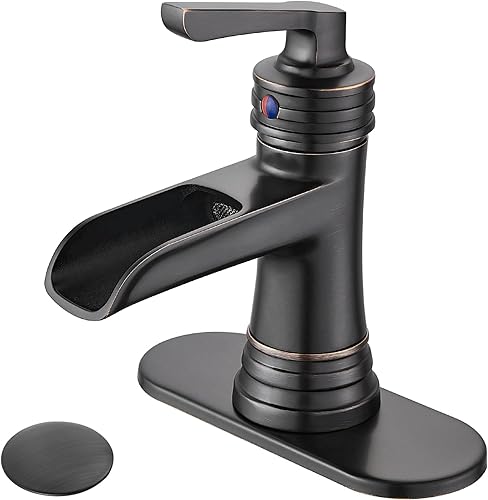 Miniatura 1 de Midanya Grifo de cascada de un solo mango para lavabo de baño, grifo de baño de bronce aceitado, grifo de baño de un solo orificio o 3 agujeros