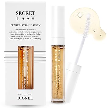 Dionel Secret Lash Premium Eyelash Serum 10ml 0.33 fl oz Korean Lash Growth Serum for Longer, Fuller & Stronger Lashes Peptide, Biotin & Panthenol Eyelash Enhancer for Lash Conditioning & Care