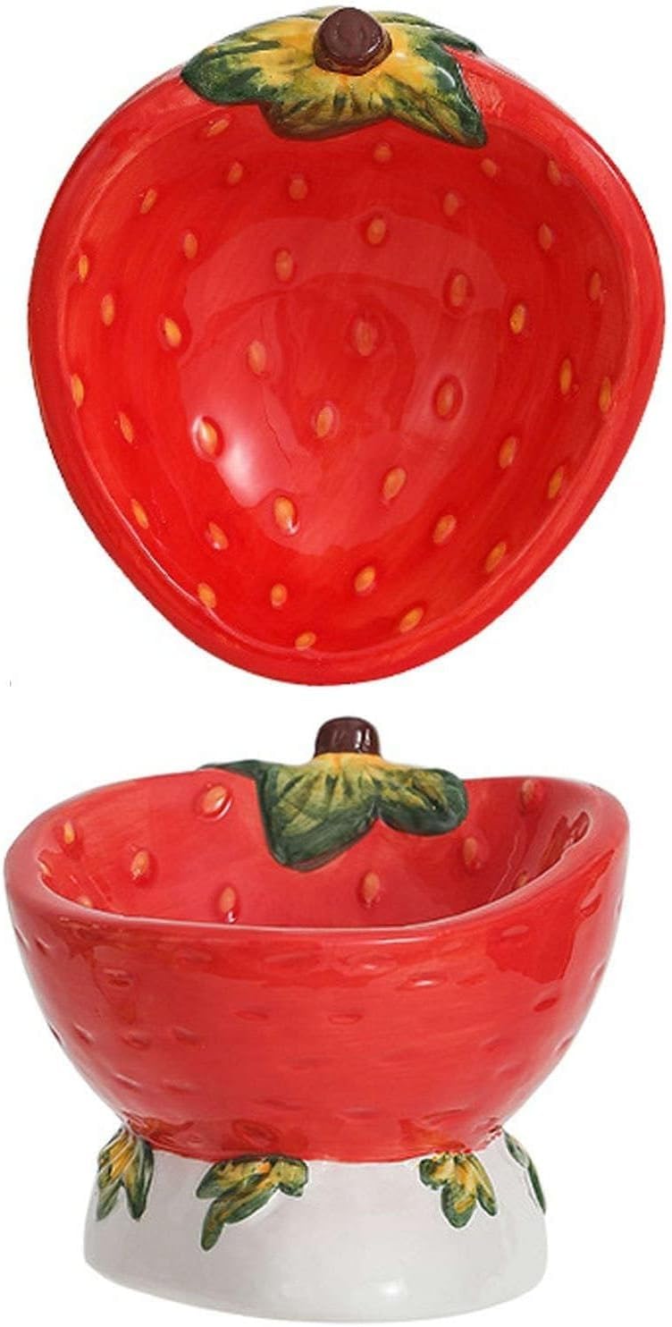 Podniesiona ceramiczna miska do karmy dla kota do ochrony kręgosłupa dla zwierząt, miska do karmy dla kota w stylu owocowym 10,5 * 14 cm