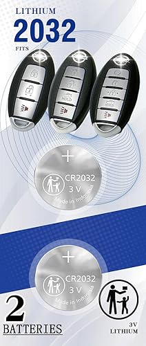 CR2032 - Batería de repuesto para llavero remoto CR2032 para Nissan Shell Prox (2007-2022+) 370Z Altima Armada GT-R Kicks Leaf Maxima Murano