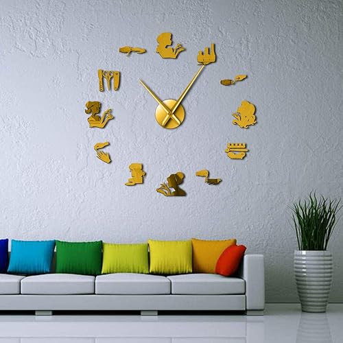 Miniatura 6 de The Geeky Days Reloj de pared analógico dorado, 12.4 in, funciona con pilas, movimiento de cuarzo, diámetro ajustable de bricolaje