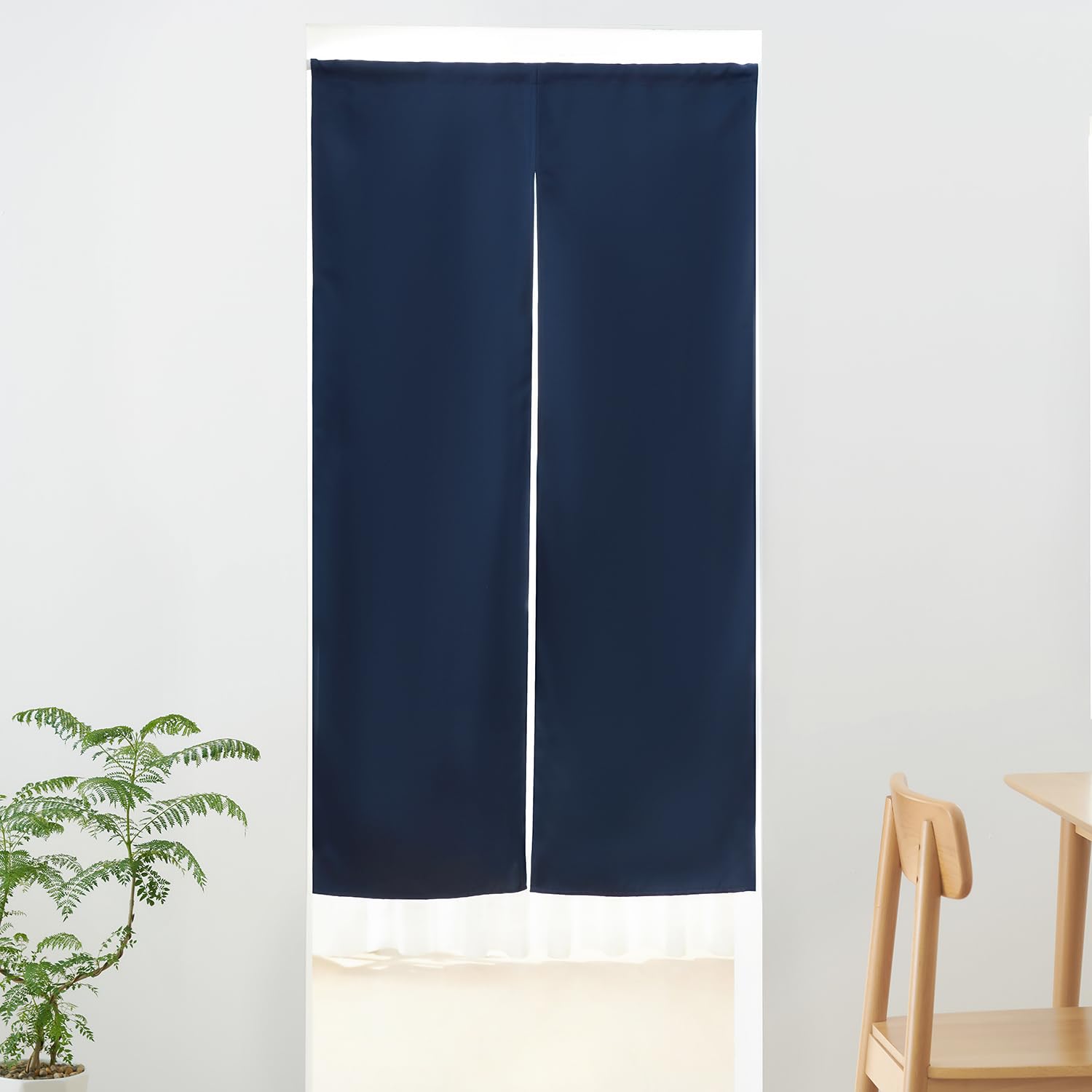 Kumori Blackout Noren Door Curtain 99.99% Light Blocking Navy 33x59in