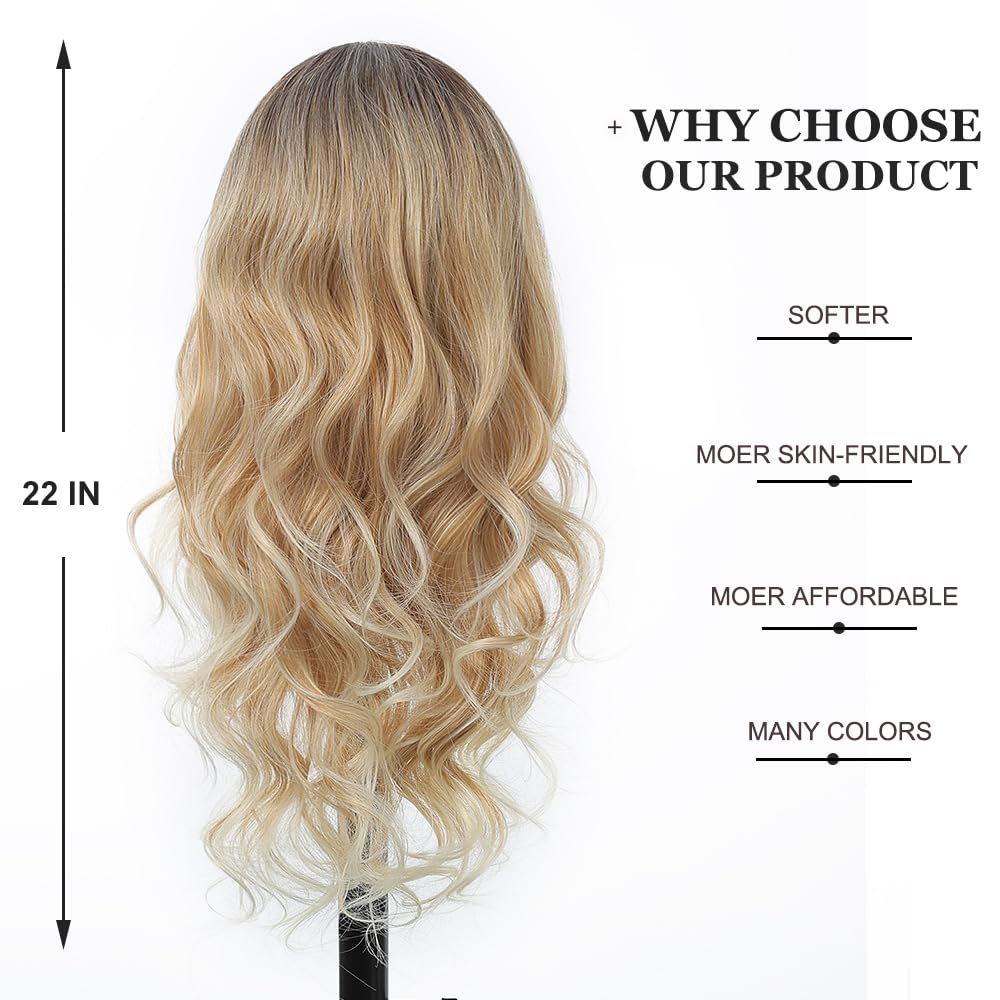 Esmee Long Wavy Blonde Wigs for Women Natural Synthetic Hair Ombre Wig for Daily & Party Use, Blonde 6356-1, 22 inches - Image 4